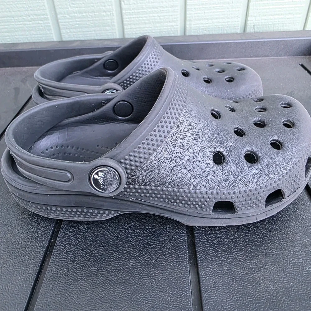 Crocs Kids Classic Clog Black Slip On Water Shoes Size C12